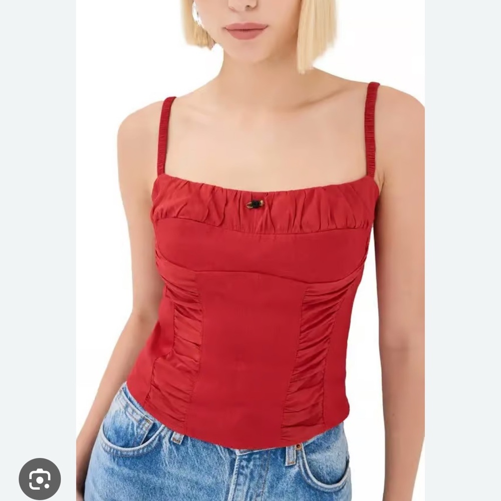 Reformation Emery Linen Top in Lipstick NWT